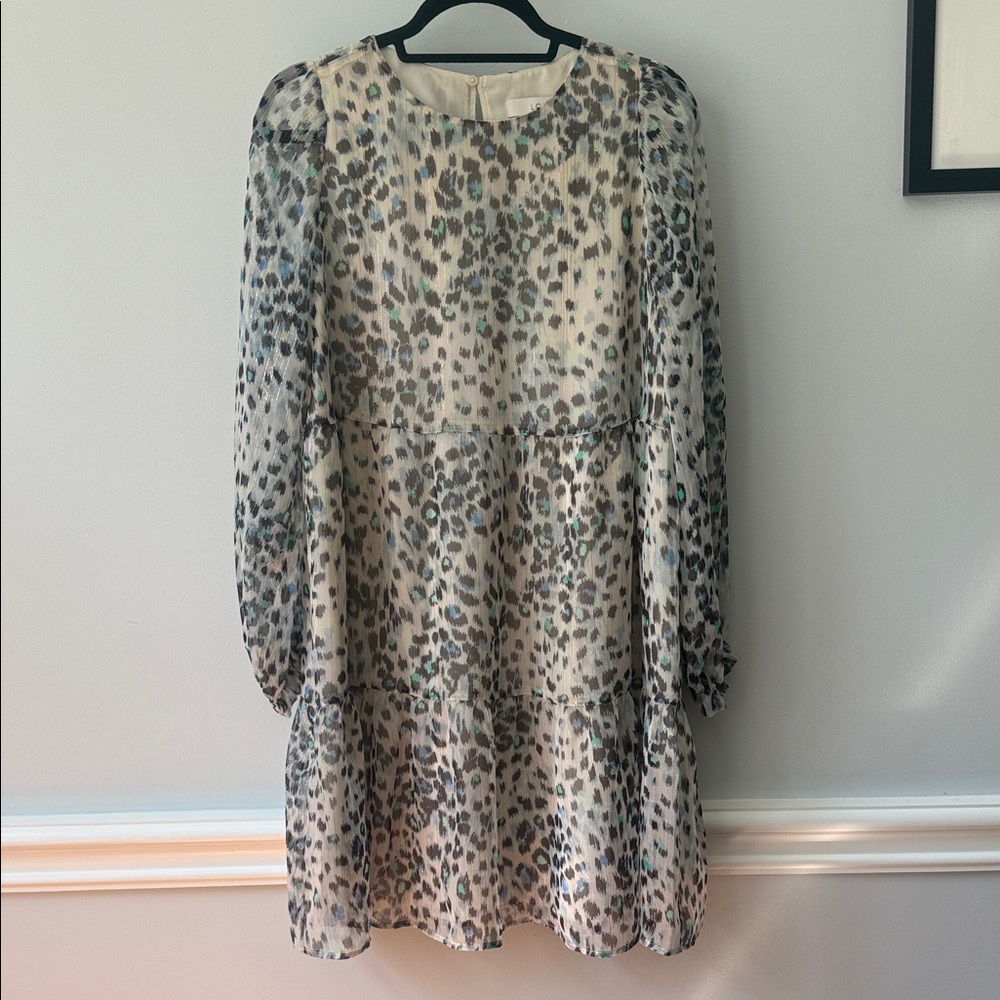 LOFT Animal Print Long Sleeve Dress